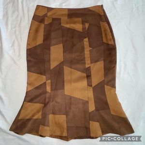 🔴 Beautiful Suede-Look Patchwork Style Trumpet Skirt
